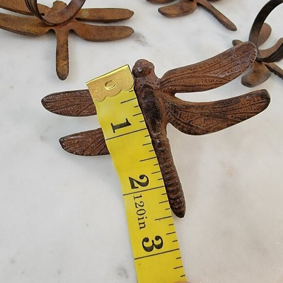 Four Dragonfly Napkin Ring Holders - Bronze Colored - Art Nouveau Style - Picture 6 of 7